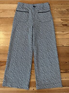 MAEVE The Colette Crop Wide-Leg Pants Size 27 Knit Black White Geo